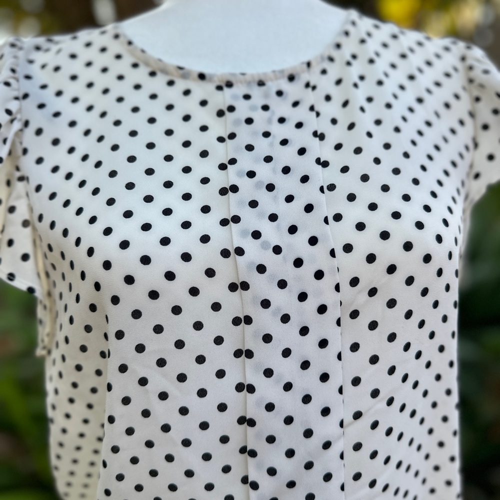 F21 Women Top Forever 21 Polka Dot Ruffle Sleeve
